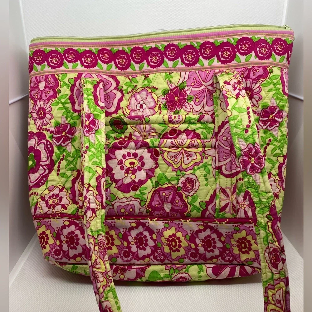 Quilted Floral Yellow & Pink Tote